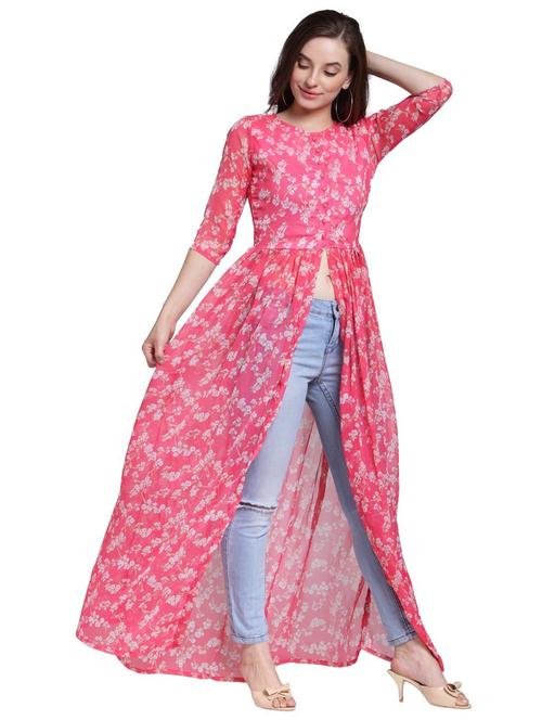 front slit floral maxi tunic - 18347818 -  Standard Image - 0