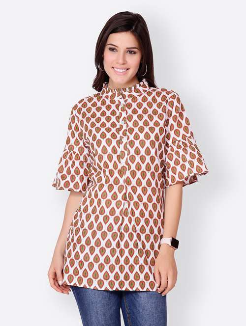 bell-sleeved printed regular tunic - 18347821 -  Standard Image - 0