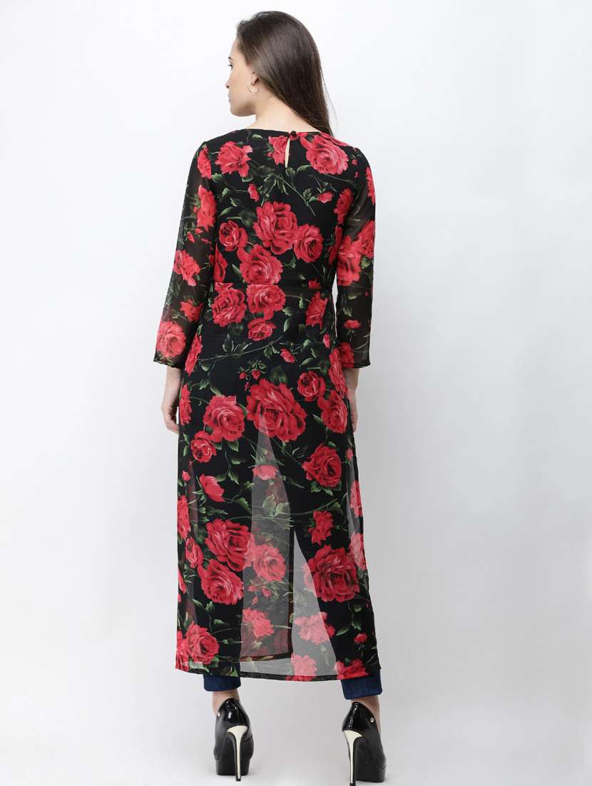 side slit floral maxi  tunic - 18347826 -  Standard Image - 2