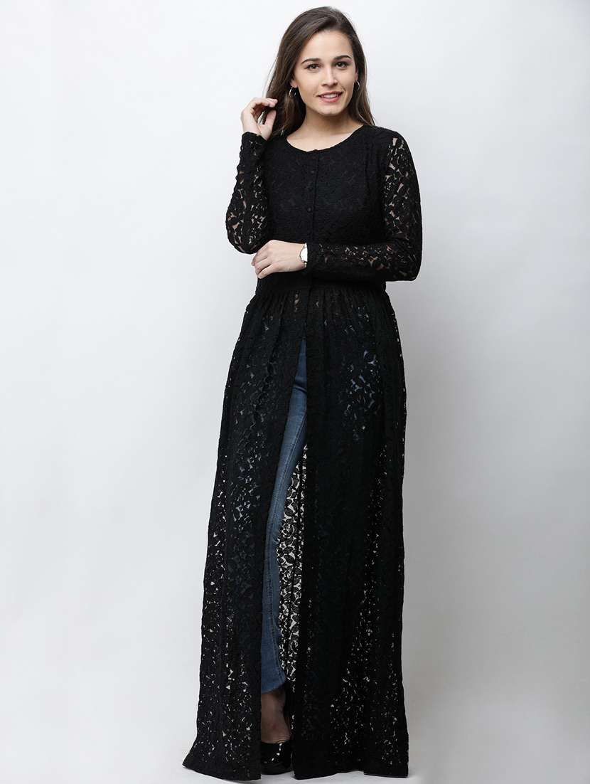 front slit self design maxi tunic
