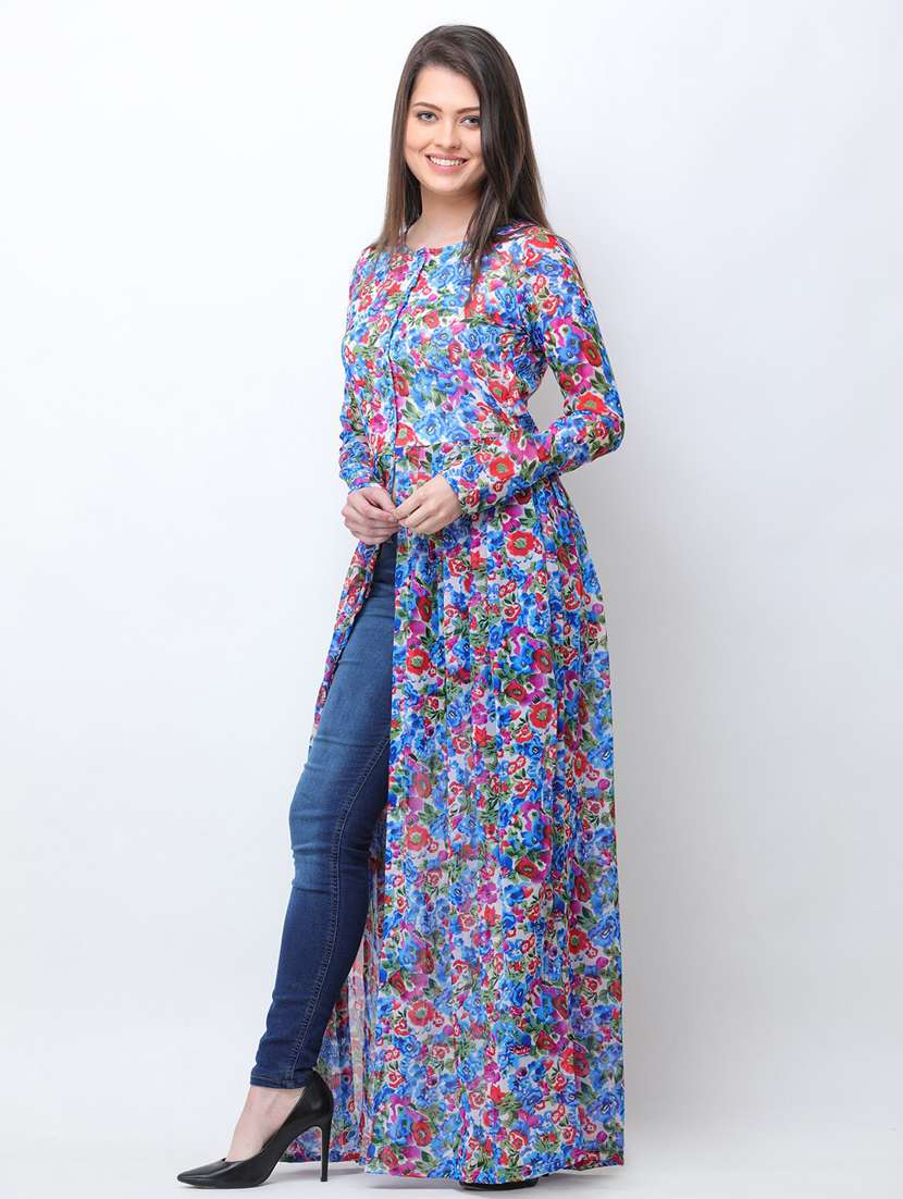 front slit floral maxi tunic - 18347829 -  Standard Image - 2