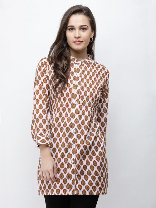 long-sleeved printed regular tunic - 18347845 - Standard Image - 0