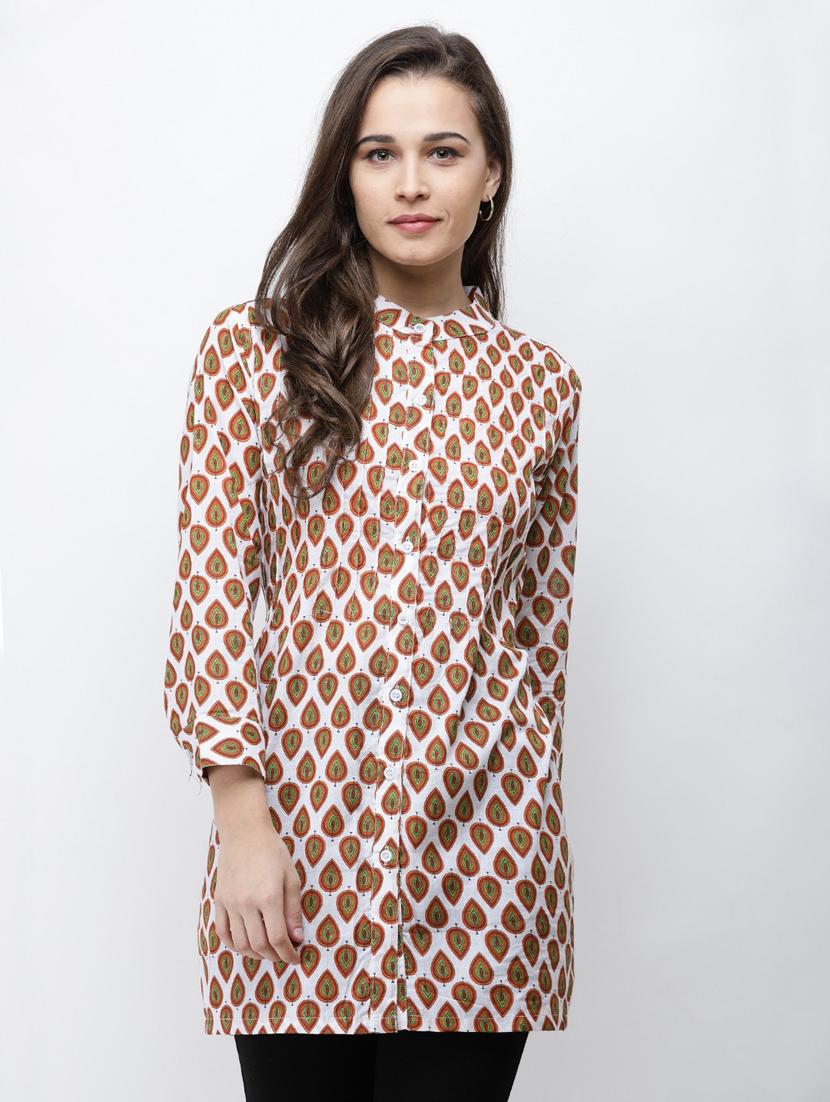 long-sleeved printed regular tunic - 18347845 - Zoom Image - 0