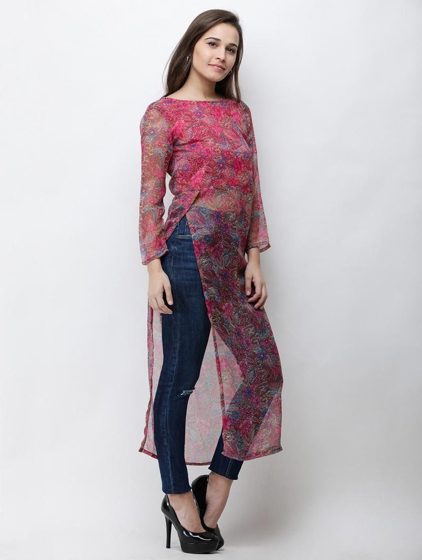 side slit floral tunic - 18347853 - Standard Image - 2