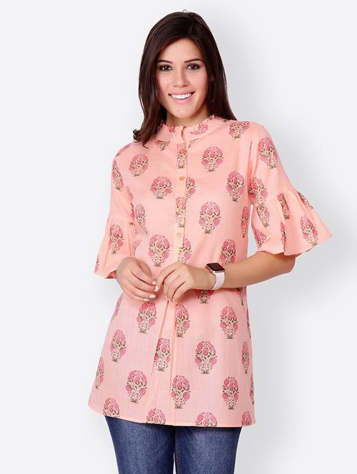 bell-sleeved printed regular tunic - 18347856 -  Standard Image - 0