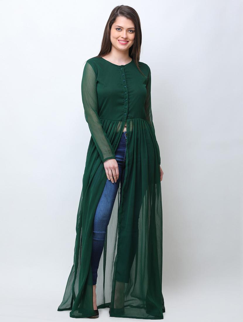 front slit solid maxi tunic - 18347864 -  Zoom Image - 0