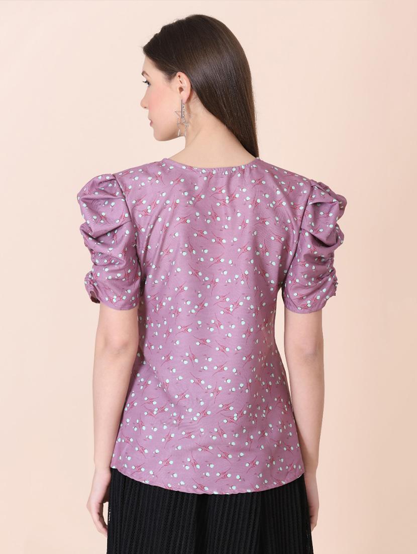 v neck floral print top - 18347917 - Standard Image - 2