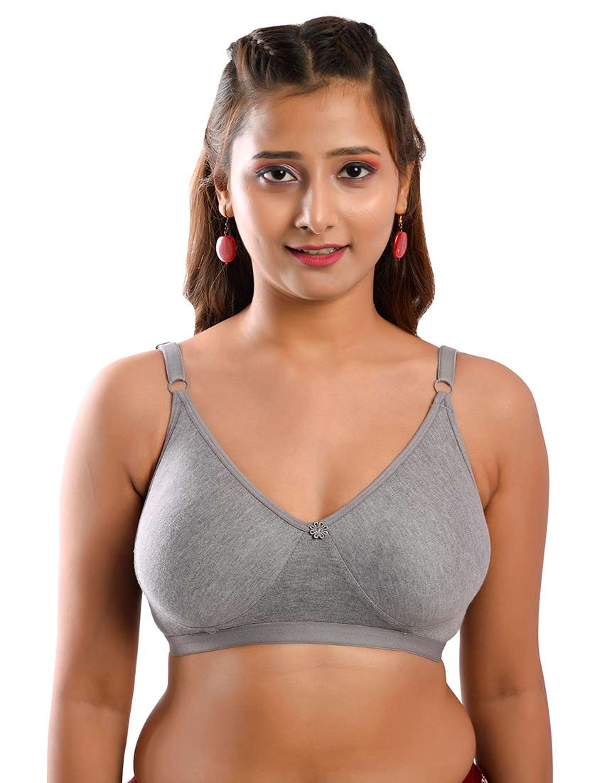 grey solid regular bra
