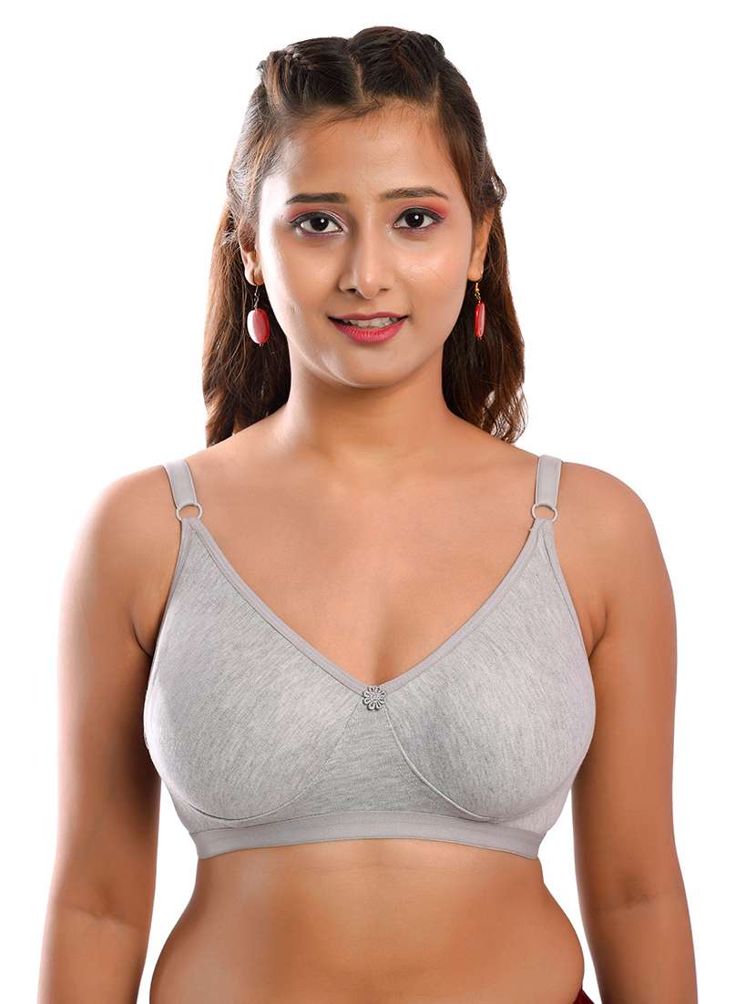 grey solid regular bra