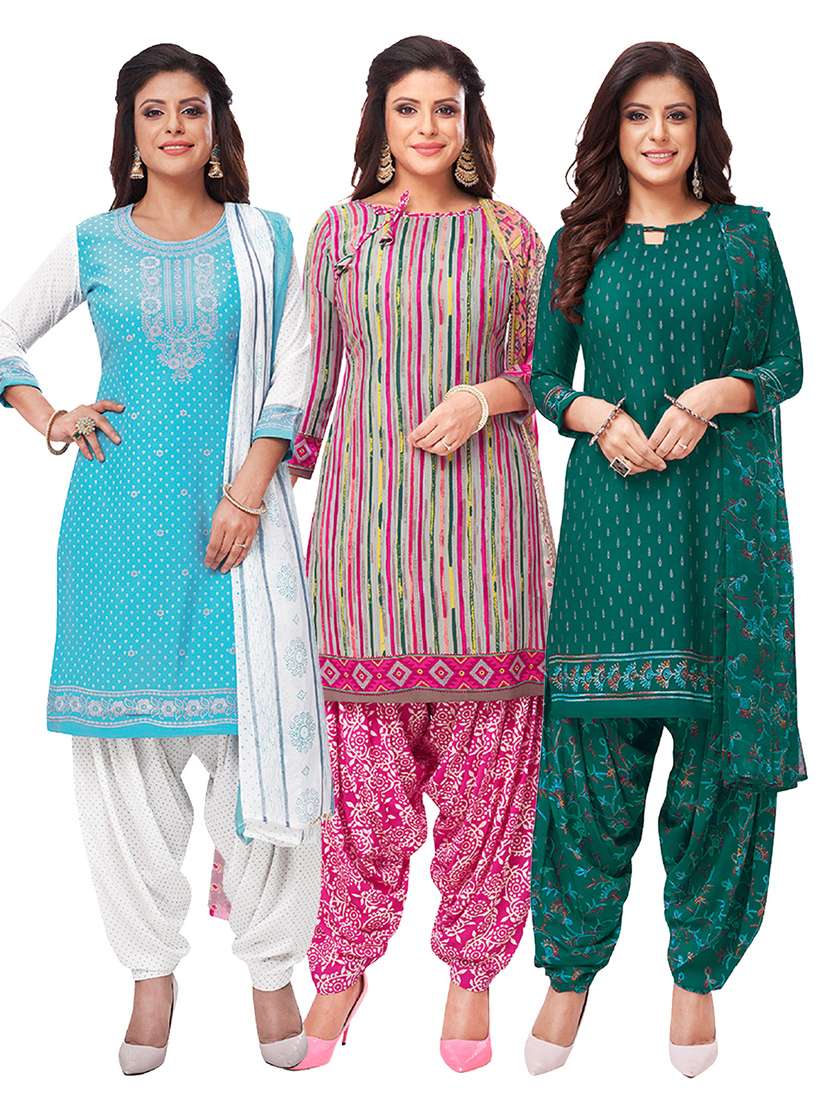 multi colored synthetic unstitched suit
