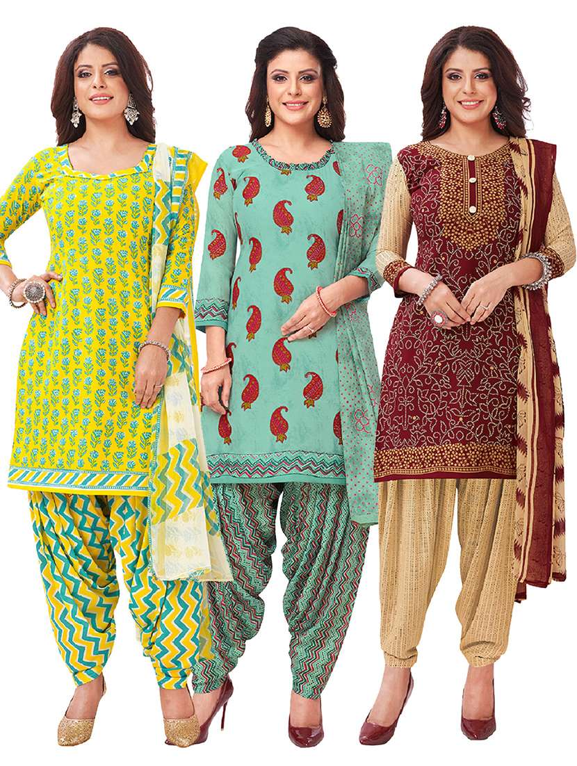 multi colored synthetic unstitched suit