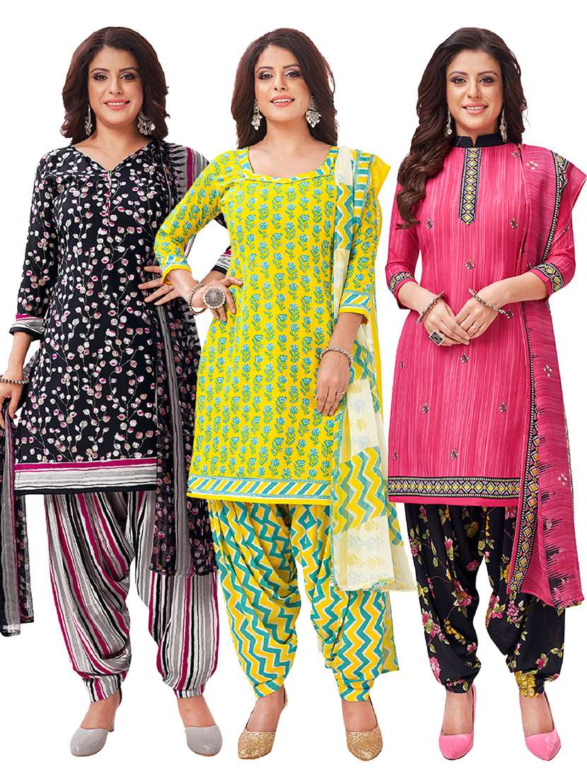 multi colored synthetic unstitched suit