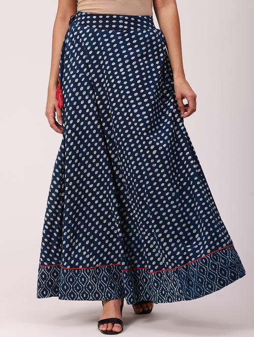 blue printed straight skirt - 18349119 -  Standard Image - 0