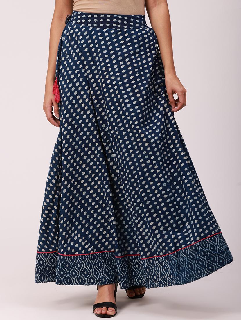 blue printed straight skirt - 18349119 -  Zoom Image - 0