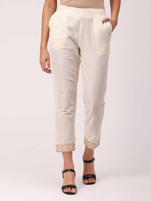 white solid flant front trouser - 18349125 -  Standard Image - 0