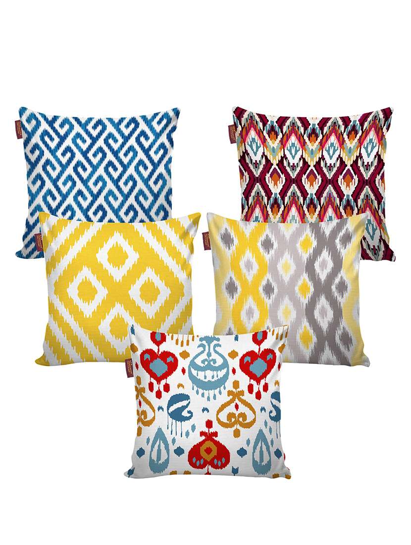 aerohaven set of 5 designer decorative throw pillow/cushion covers - cc143 - (18 inch x 18 inch, multicolour)