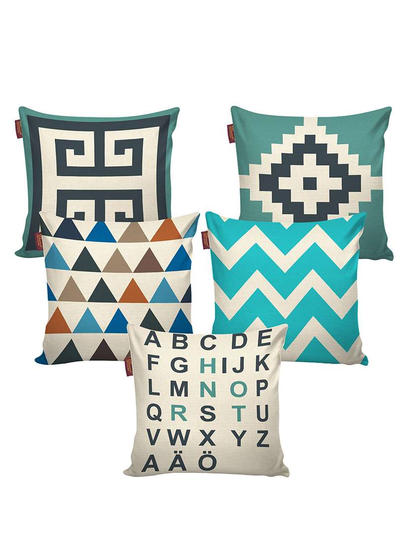 aerohaven set of 5 designer decorative throw pillow/cushion covers - cc123 - (20 inch x 20 inch, multicolour)