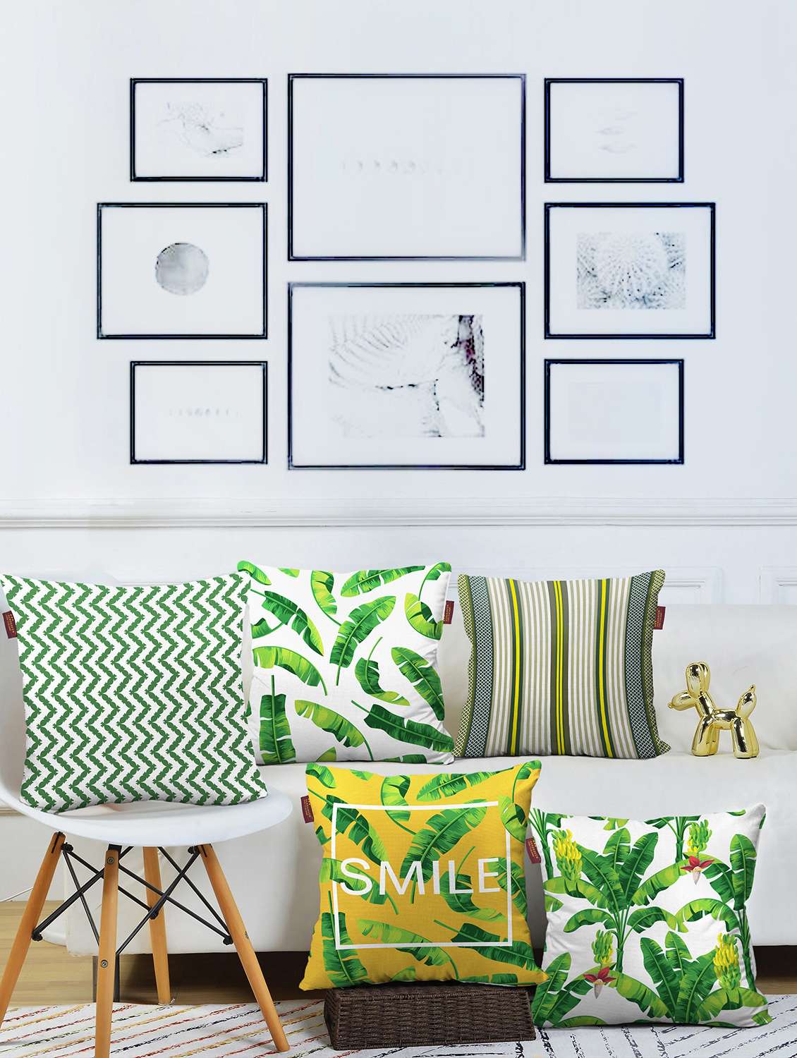 aerohaven set of 5 designer decorative throw pillow/cushion covers - cc124 - (20 inch x 20 inch, multicolour)