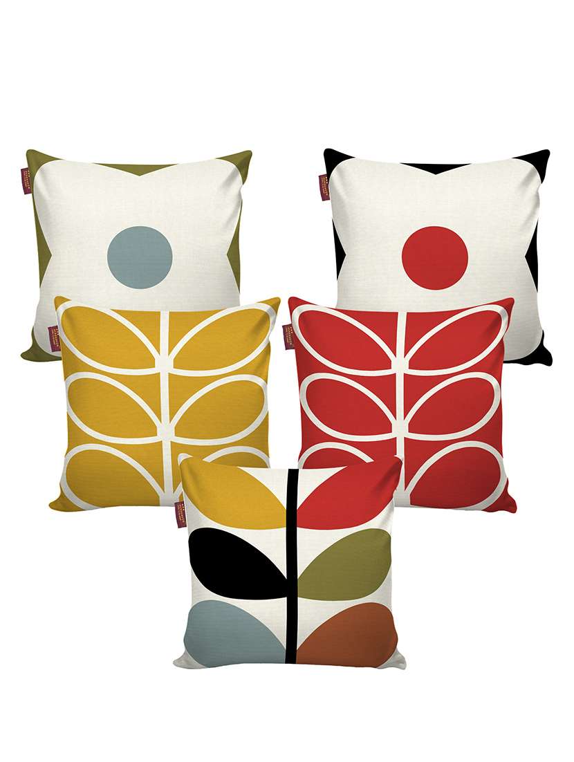 aerohaven set of 5 designer decorative throw pillow/cushion covers - cc140 - (24 inch x 24 inch, multicolour)