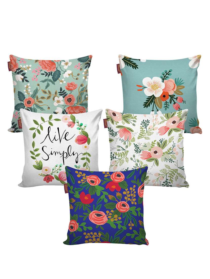 aerohaven set of 5 designer decorative throw pillow/cushion covers - cc141 - (24 inch x 24 inch, multicolour)