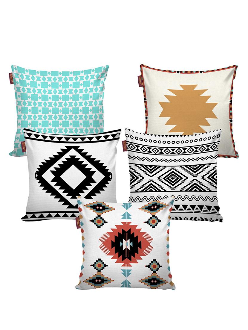 aerohaven set of 5 designer decorative throw pillow/cushion covers - cc142 - (24 inch x 24 inch, multicolour)
