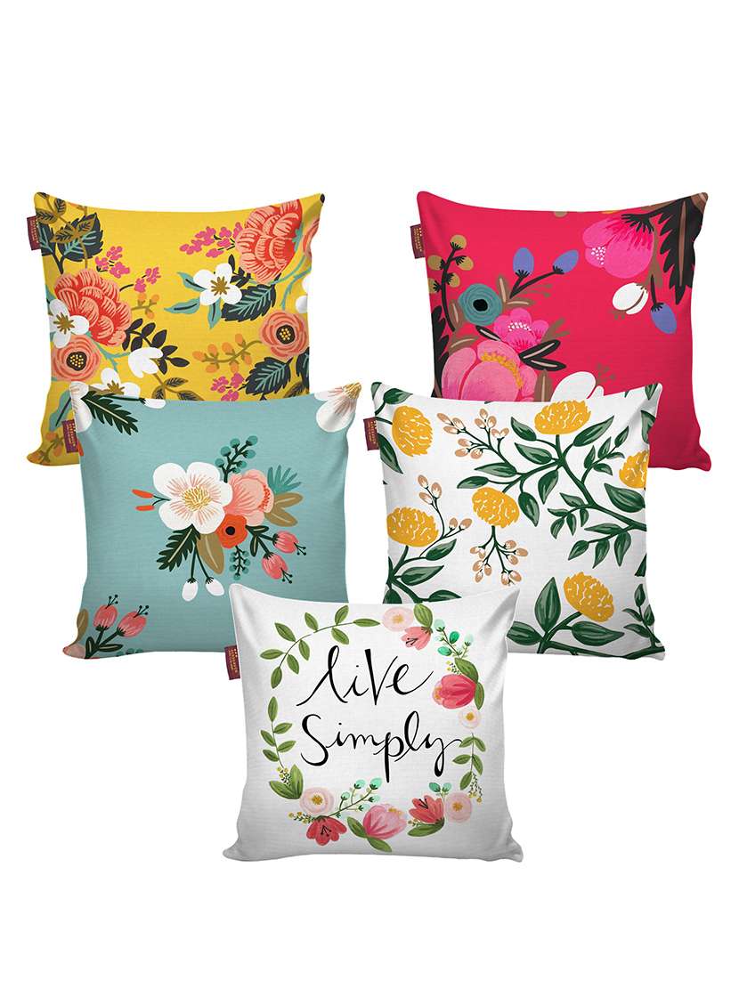 aerohaven set of 5 designer decorative throw pillow/cushion covers - cc122 - (24 inch x 24 inch, multicolour)