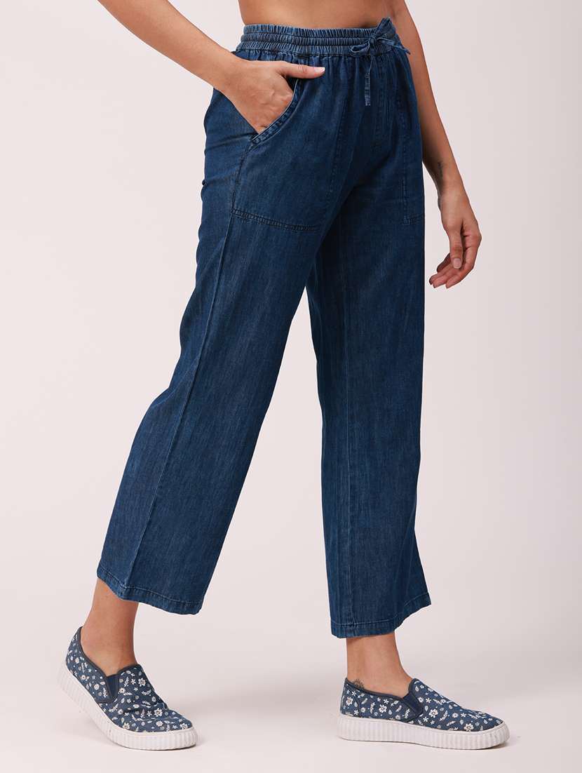 mid rise solid wide leg trouser - 18351322 -  Standard Image - 2