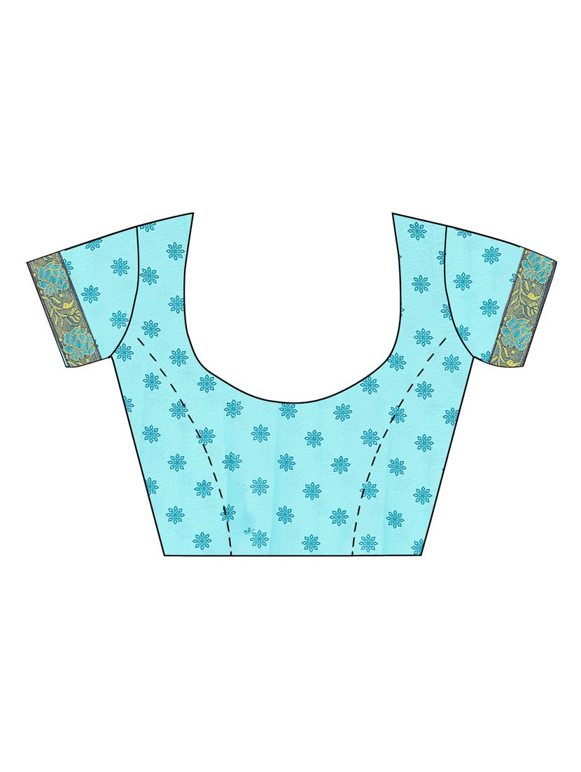 turquoise georgette printed saree with blouse - 18351406 - Standard Image - 2