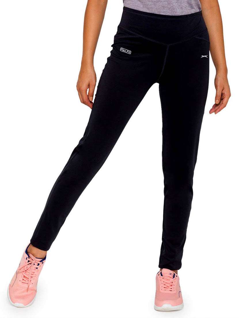 black solid spandex track pant