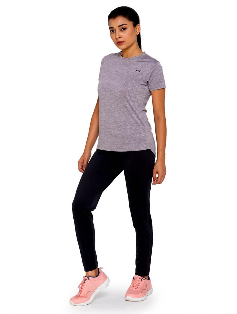 black solid spandex track pant - 18351551 - Standard Image - 2