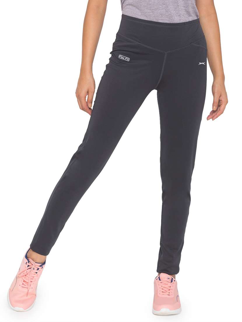 grey solid spandex track pant