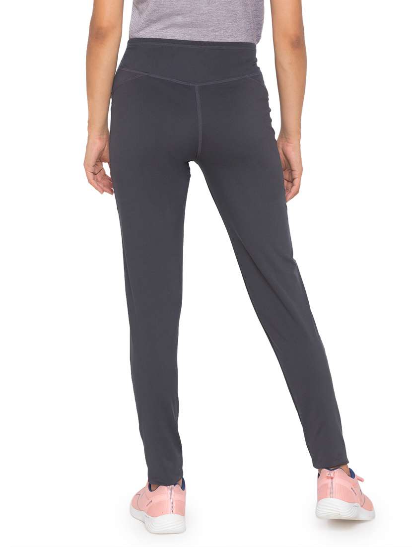 grey solid spandex track pant - 18351553 - Standard Image - 2