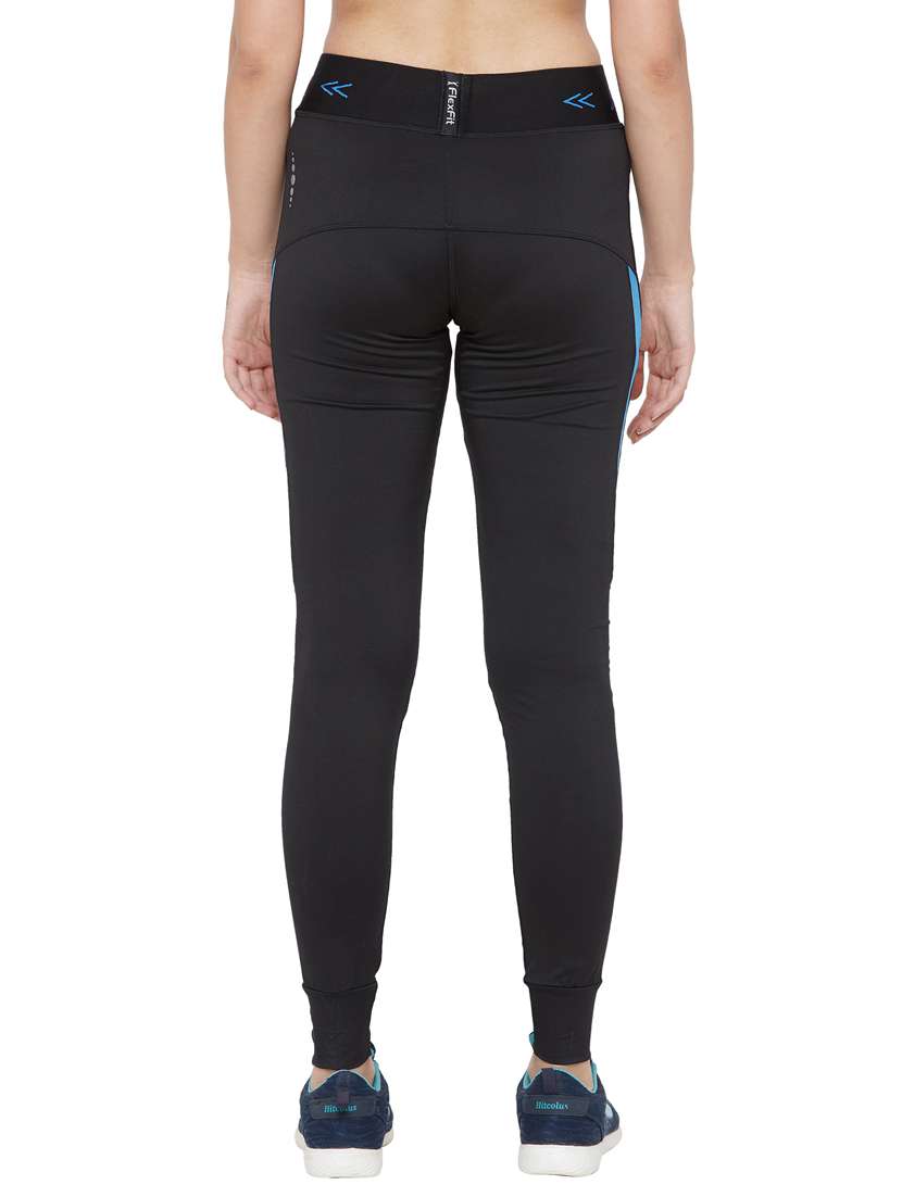 black solid spandex track pant - 18351560 - Standard Image - 2