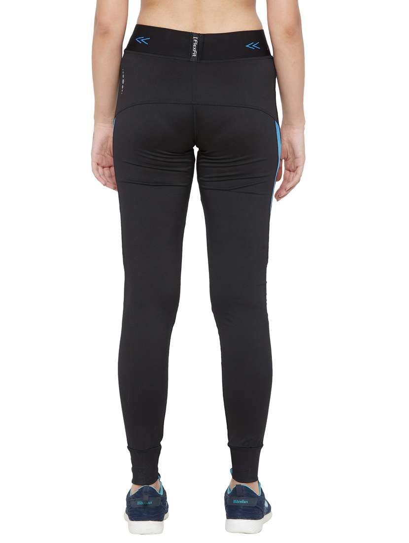 black solid spandex track pant - 18351561 - Standard Image - 2