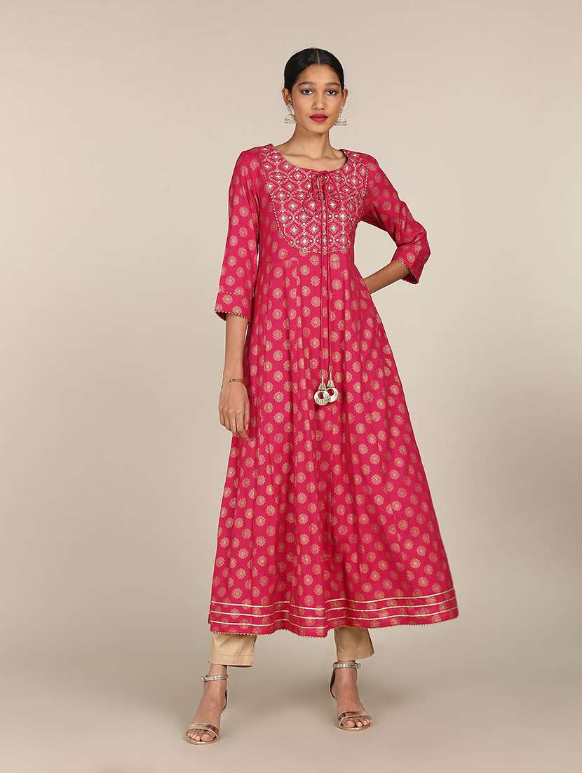 pink printed anarkali kurta