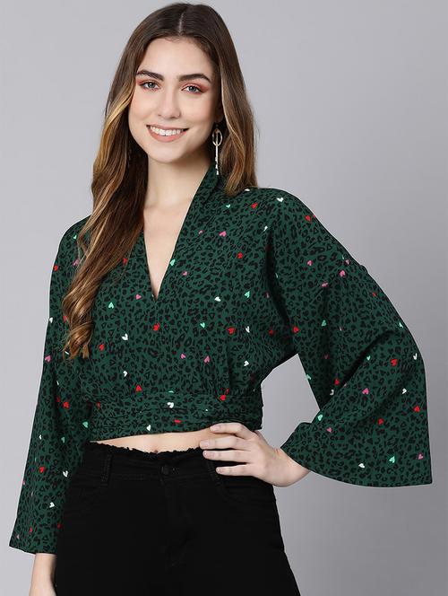 women's crop v neck top - 18354440 - Standard Image - 0