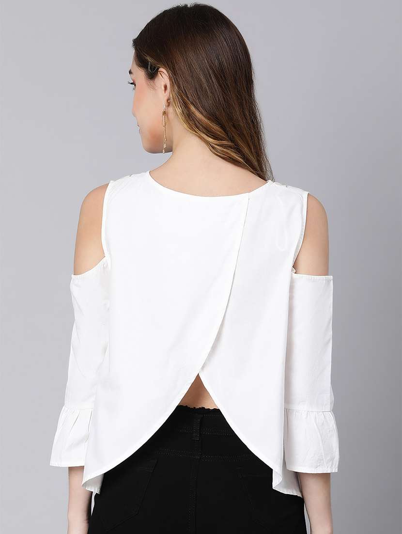 cold shoulder embroidered detail top - 18354450 - Standard Image - 2