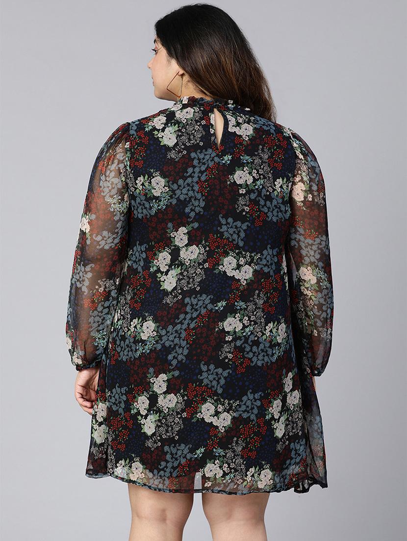 long sleeved floral a-line dress - 18354492 - Standard Image - 2