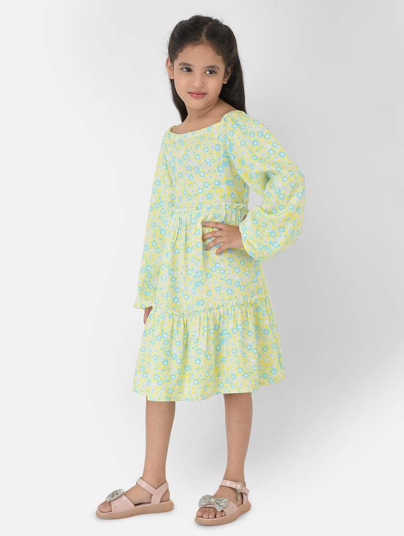 girls square neck long sleeves frock - 18355226 - Standard Image - 2