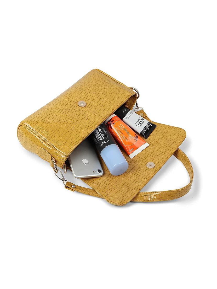 yellow textued regular sling bag - 18355698 - Standard Image - 2
