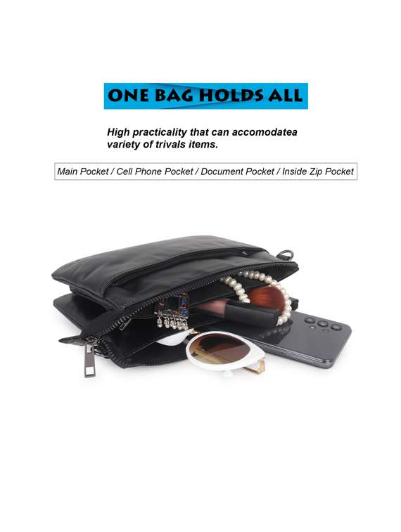 black solid regular sling bag - 18355930 -  Standard Image - 2