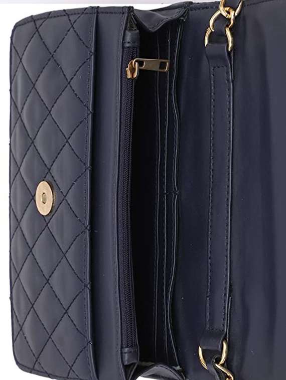 navy blue textured regular sling bag - 18355965 - Standard Image - 2