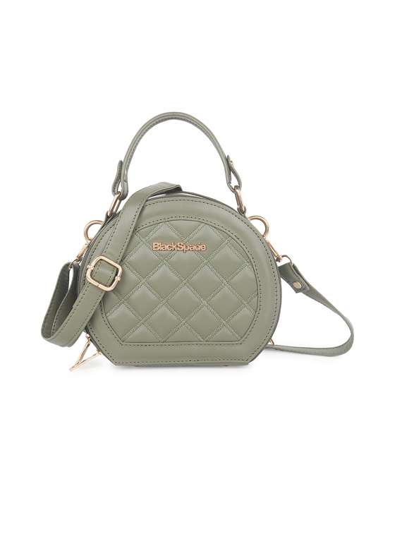 green textured regular sling bag