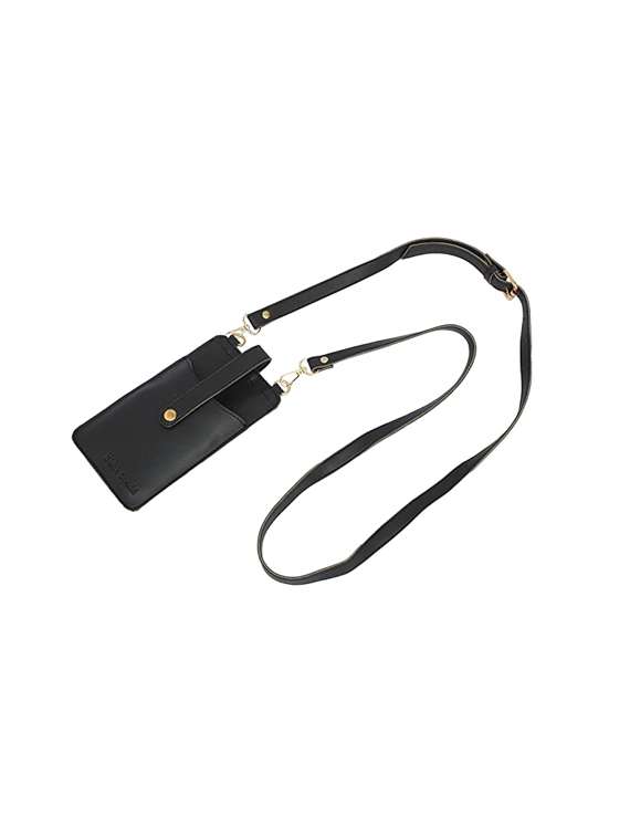 black solid regular sling bag