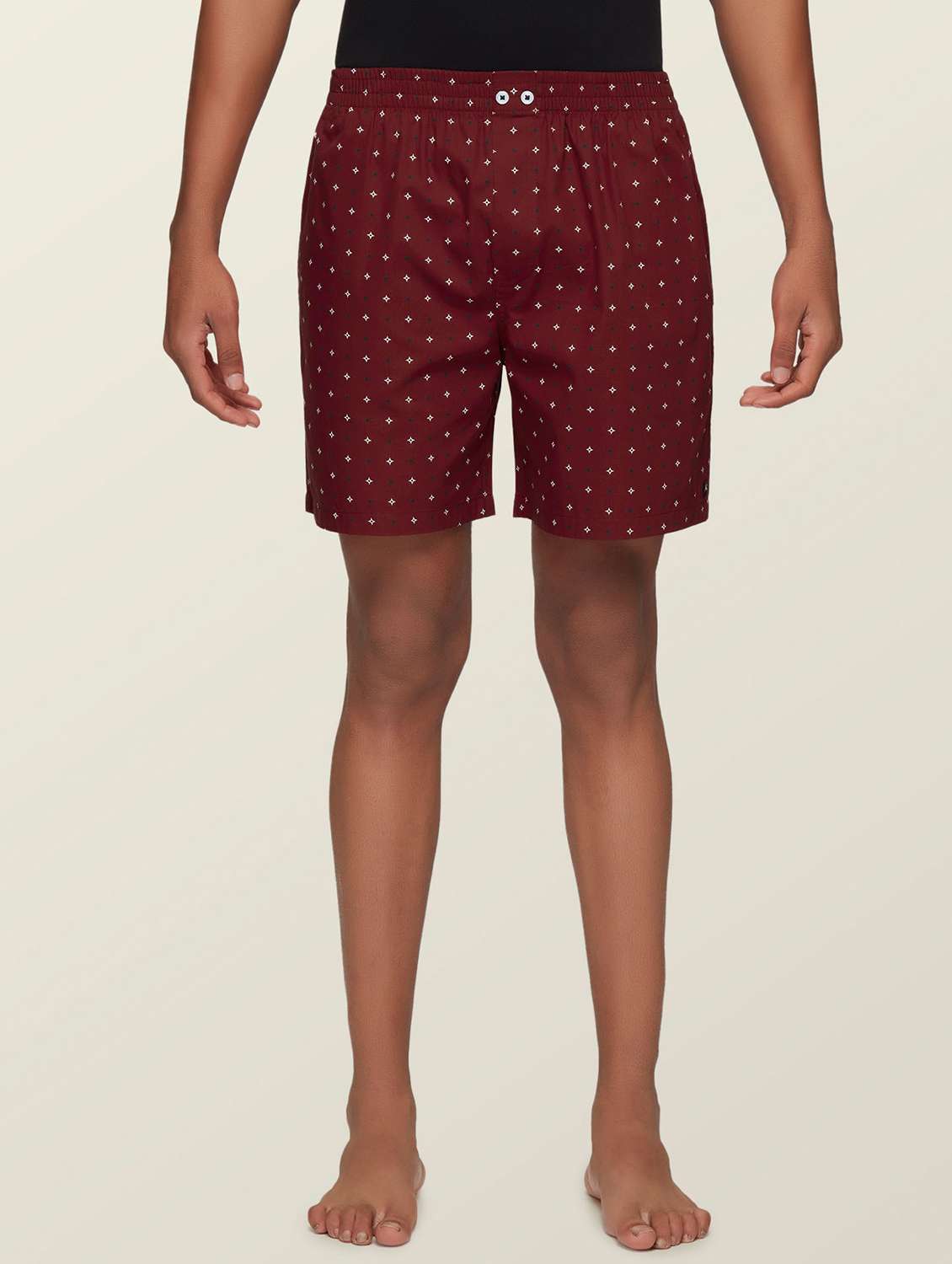 maroon printed cotton boxer