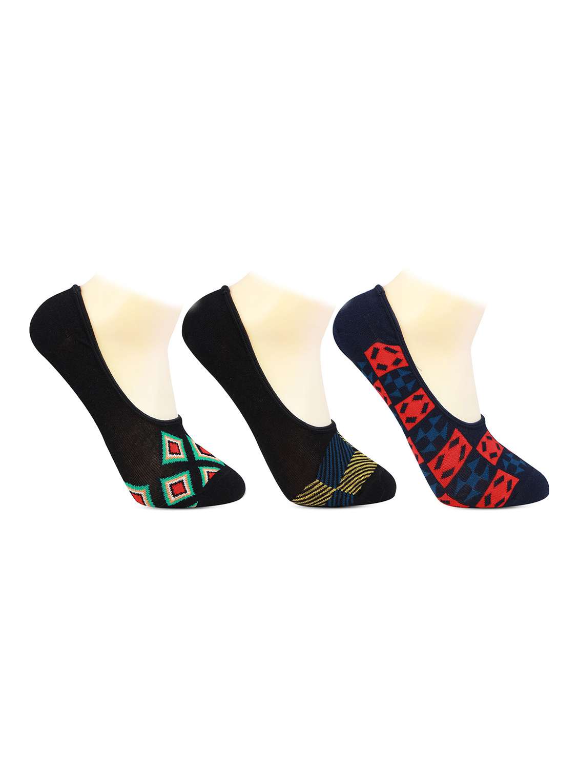 pack of 3 printed no show socks