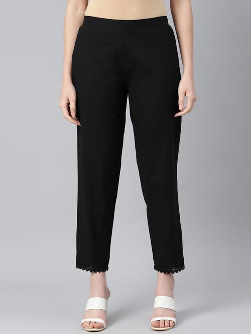 mid rise solid pleated trousers - 18356357 - Standard Image - 0