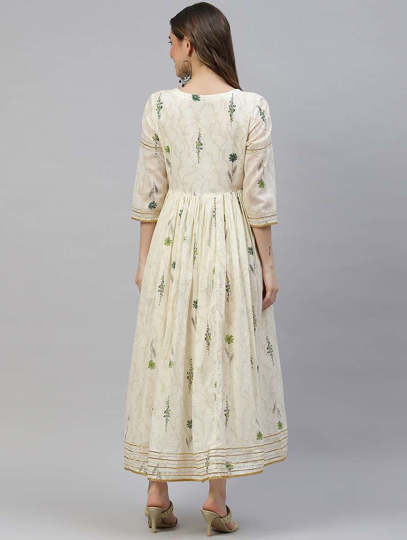 white cotton fit & flare gown - 18356597 - Standard Image - 2