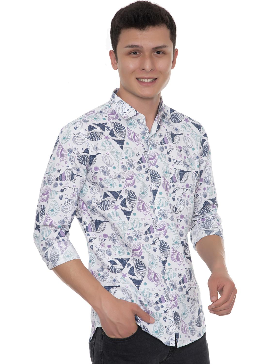 white printed casual shirt - 18356706 - Standard Image - 2