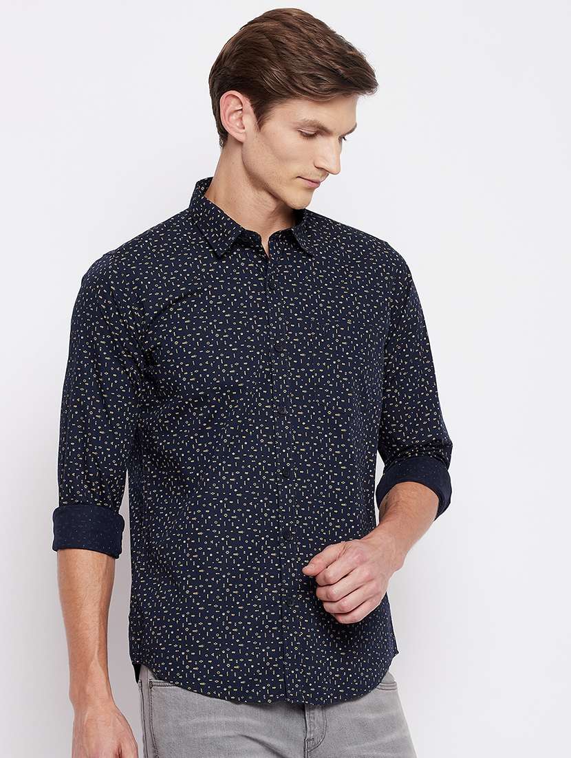 navy blue printed casual shirt - 18356812 -  Standard Image - 2
